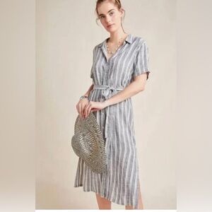 Anthropologie Gray Stripe Shirt Dress